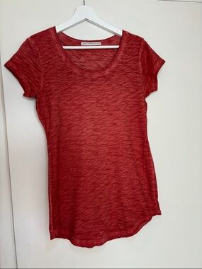 Peruvian Connection Heathered Red Scoop Neck Tee Short Sleeve XS
